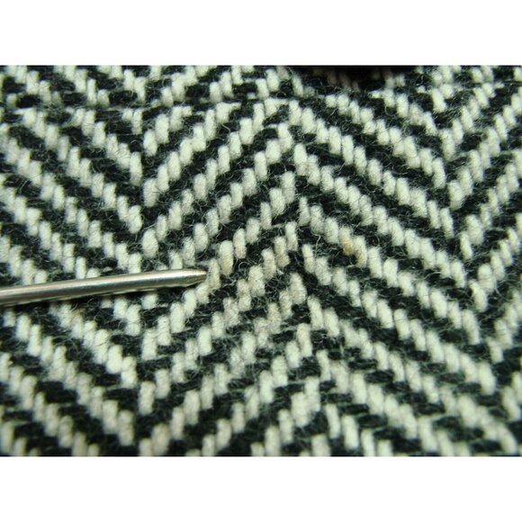 Guess Womens Med Chevron Black White Wool Blend Pea Coat Double Breasted Flared - Picture 10 of 13